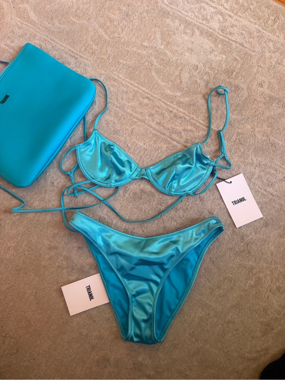 triangl swimwear Shimmer Bikini Set in Ice Shine Blue